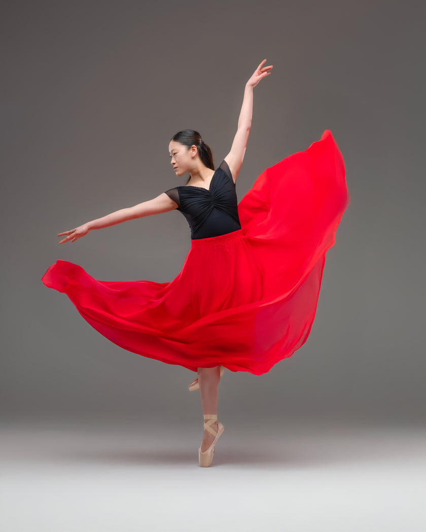 Kinetic Duet Chiffon Skirt Red