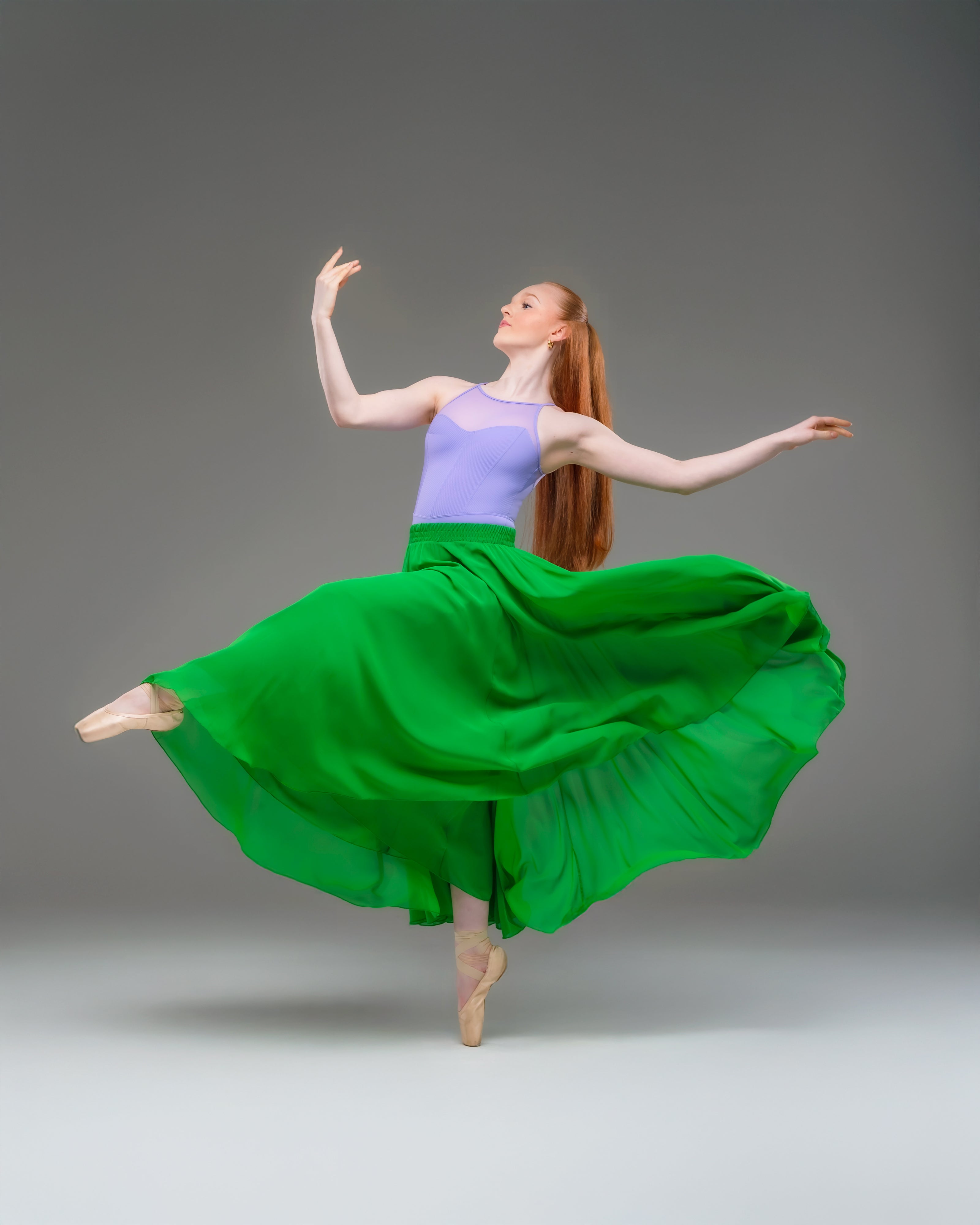 Kinetic Duet Chiffon Skirt Emerald Green