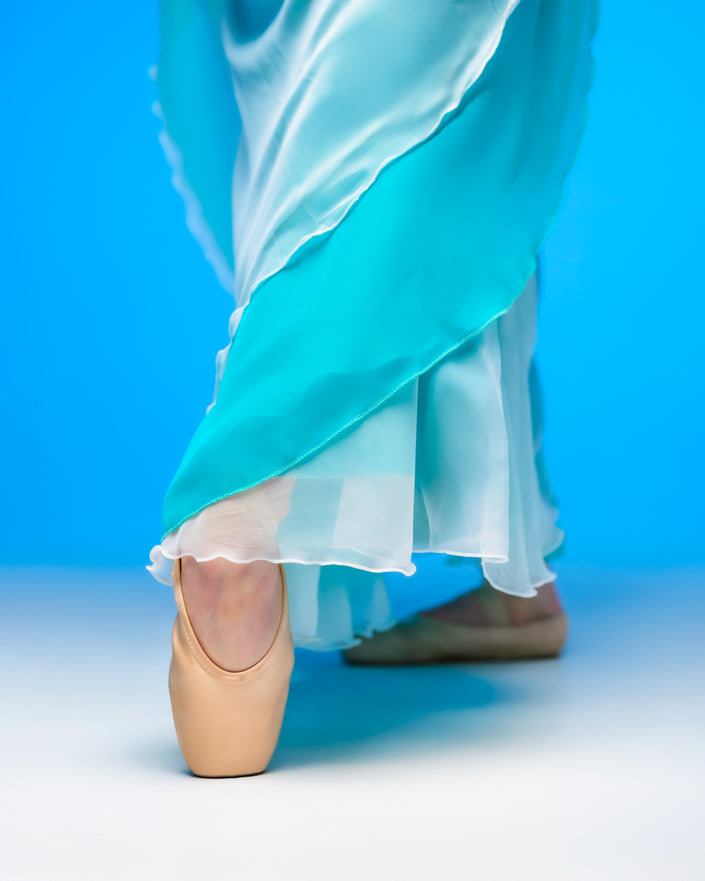 Kinetic Ethereal Double Chiffon Skirt Aqua/White