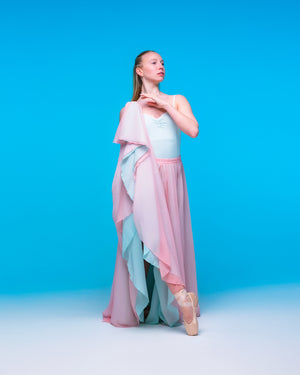 Kinetic Ethereal Double Chiffon Skirt Pink Dusty Blue