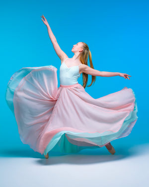 Kinetic Ethereal Double Chiffon Skirt Pink Dusty Blue