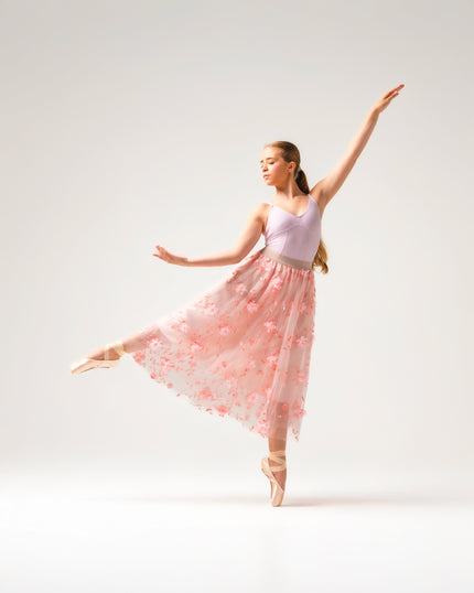 Kinetic 3D Floral Skirt Pink