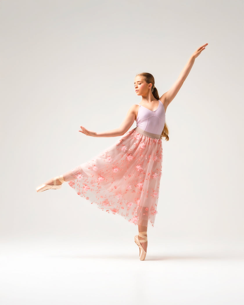 Kinetic 3D Floral Skirt Pink