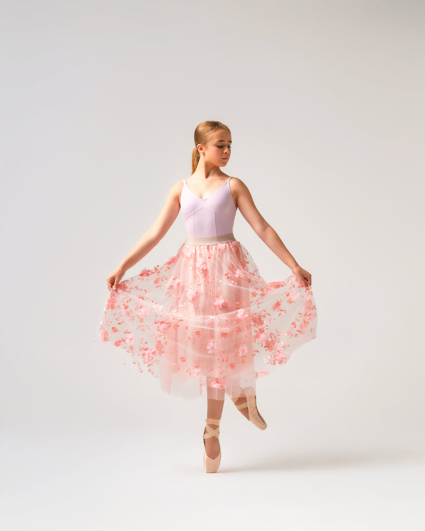Kinetic 3D Floral Skirt Pink