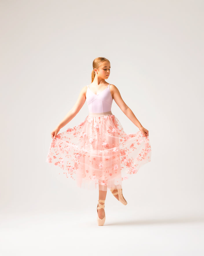 Kinetic 3D Floral Skirt Pink