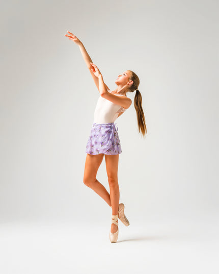 Kinetic Stretchy Floral Wrap Skirt Lavender