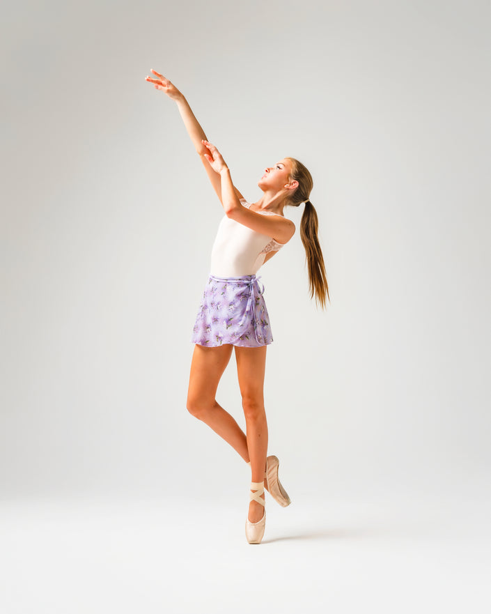 Kinetic Stretchy Floral Wrap Skirt Lavender