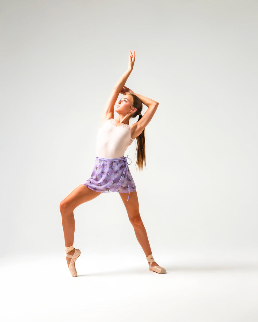 Kinetic Stretchy Floral Wrap Skirt Lavender