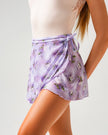 Kinetic Stretchy Floral Wrap Skirt Lavender