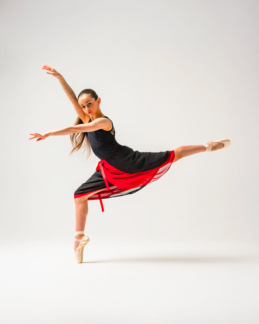 Kinetic Reversible Double Layered Wrap Skirt Red/Black