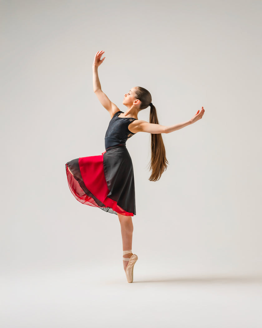 Kinetic Reversible Double Layered Wrap Skirt Red/Black