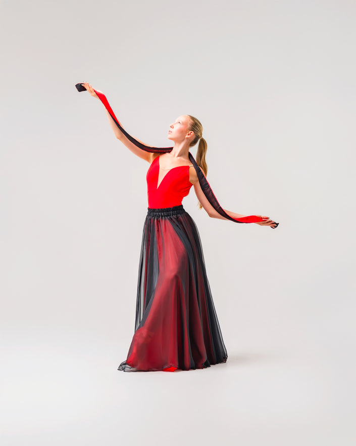 Kinetic Duo Two Skirt Rose Red & Black